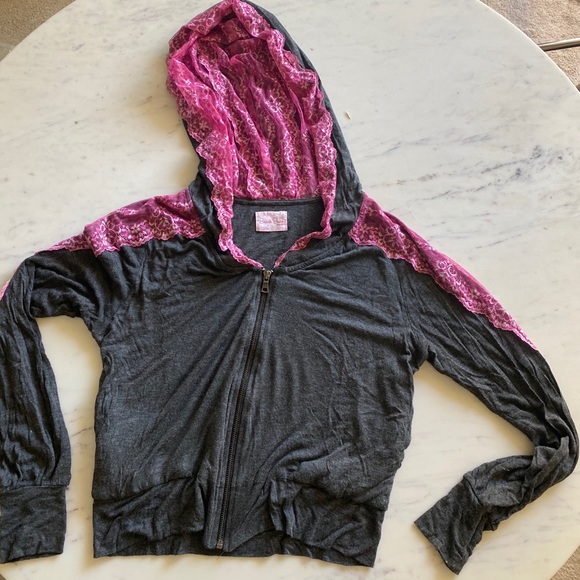 Beach Bunny | Tops | Beach Bunny Hoodie With Lace Sz L | Poshmark